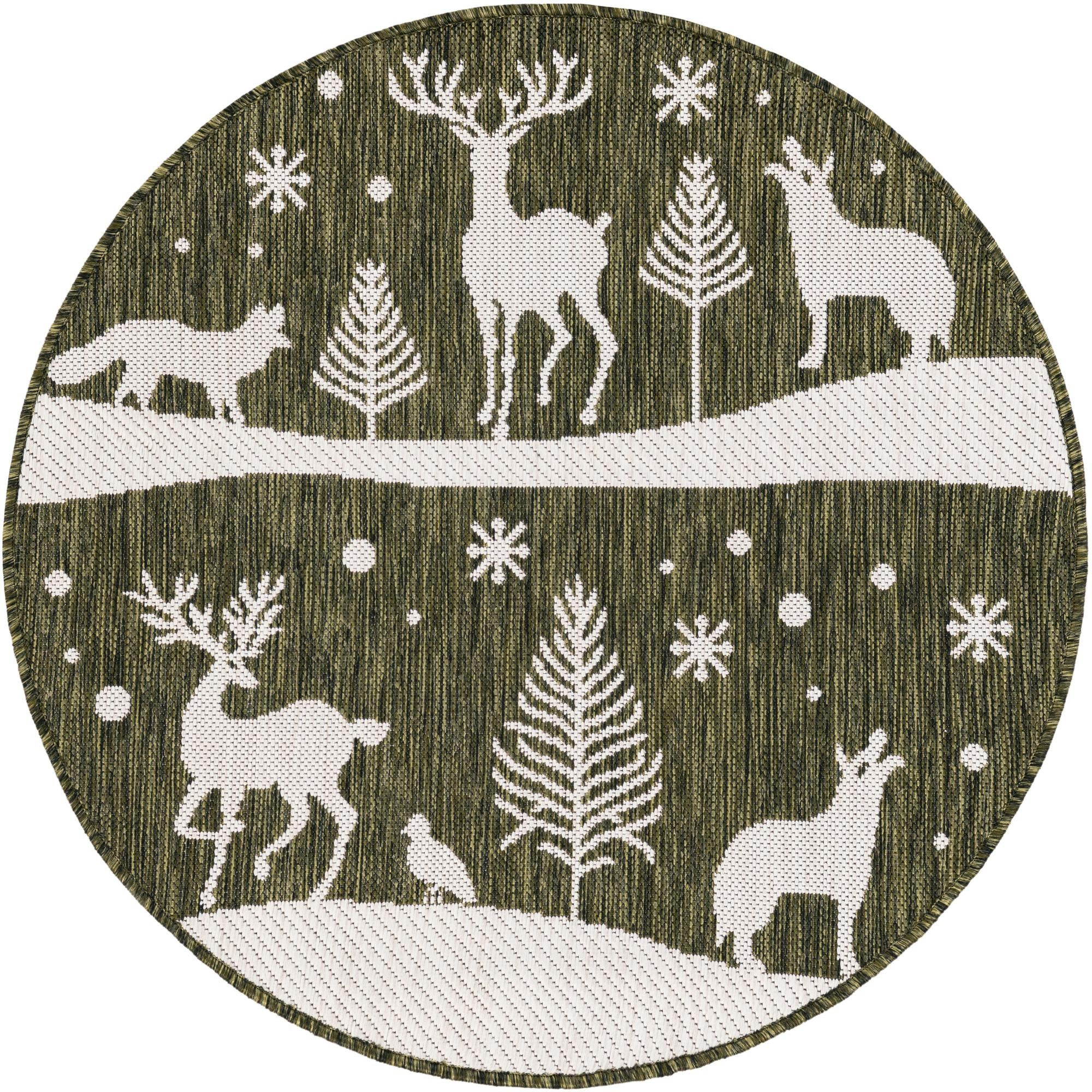 3' x 3' Cashel · Pictoral Outdoor Rug, green