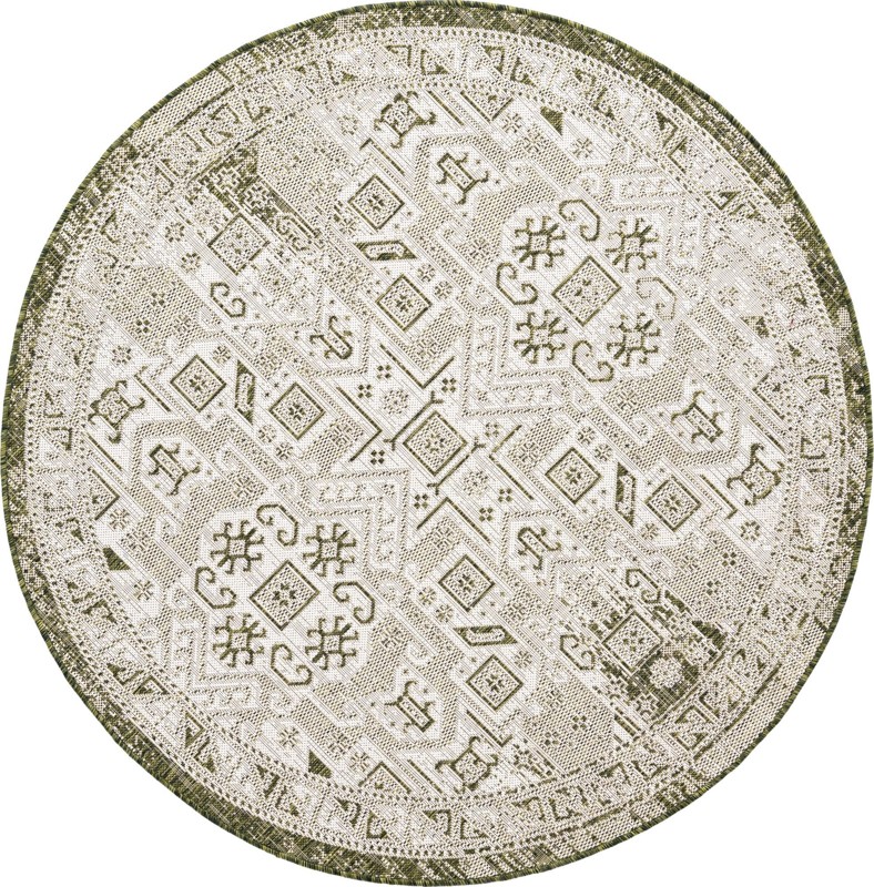 5' 3 x 5' 3 Estuary · Geometric Outdoor Rug, green