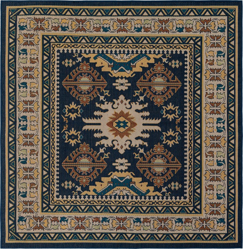 Waxwing · Geometric Outdoor Rug, navy blue
