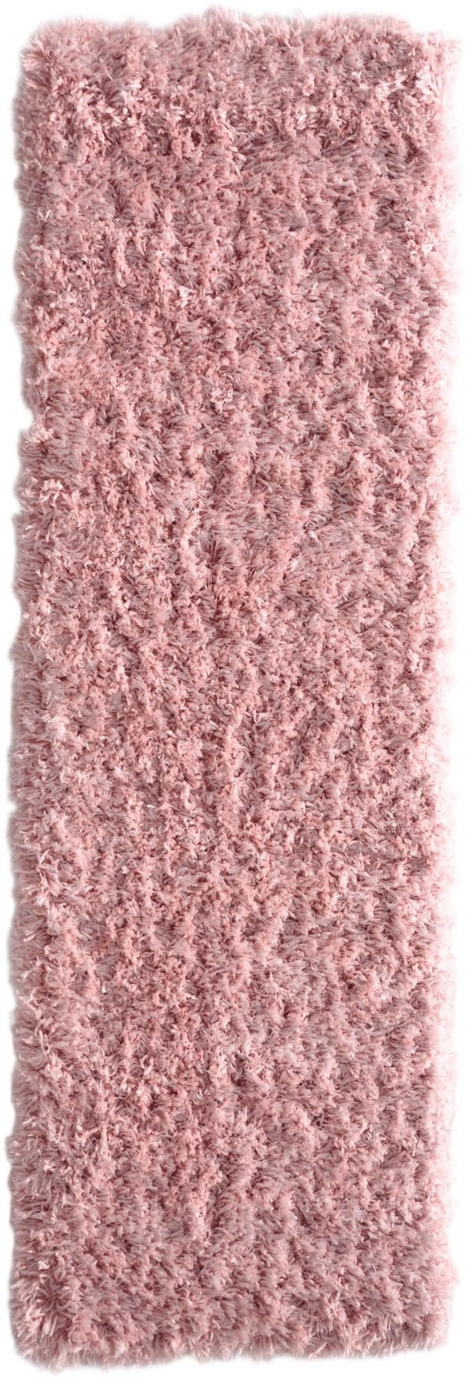 2' x 6' Olympia · Solid shag runner rug, blush pink