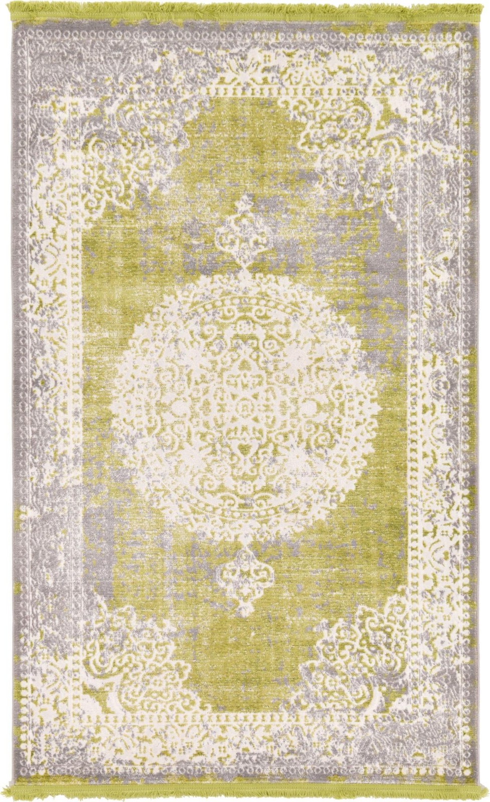 3' 3 x 5' 3 Crawley · Medallion rug, light green and ivory