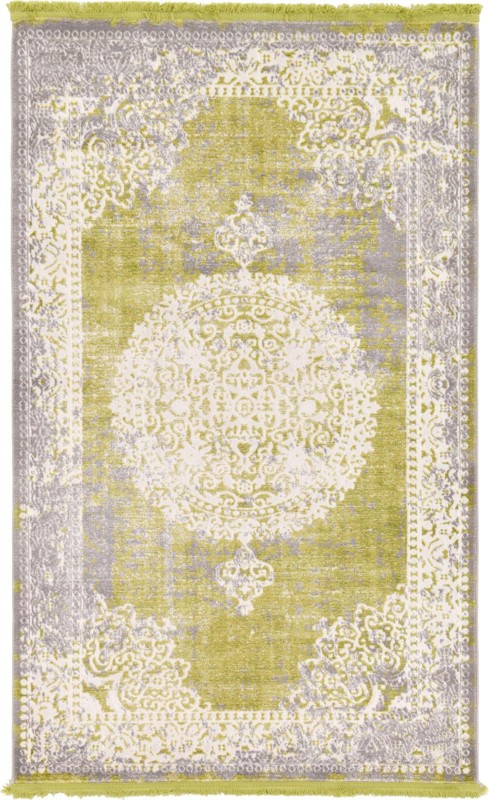 Crawley · Medallion rug, light green and ivory