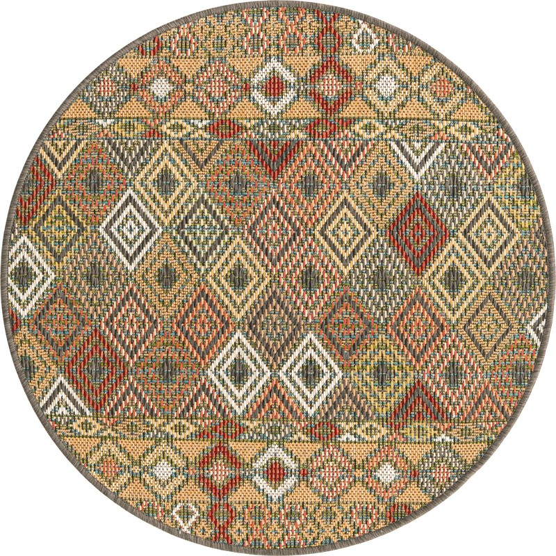 3' 3 x 3' 3 Violet · Border Outdoor Rug, multi