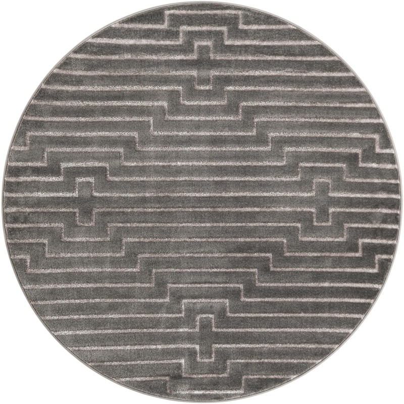 6' x 6' Cottonwood · Geometric rug, gray and silver