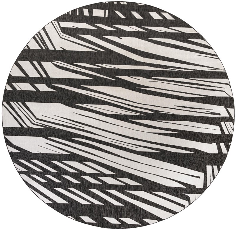 13' x 13' Frasier · Abstract geometric Outdoor Rug, black and white