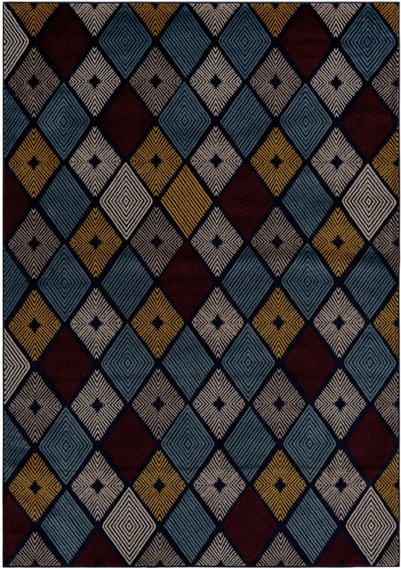 7' 1 x 10' Partridge · Diamond rug, navy and multicolor