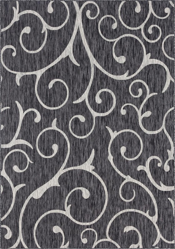 7' 10 x 11' Shale · Floral / botanical Outdoor Rug, charcoal