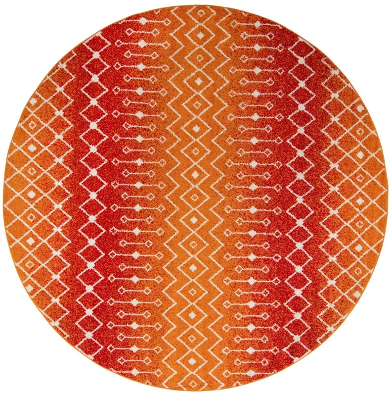 10' x 10' Boswell · Geometric diamond rug, orange and ivory