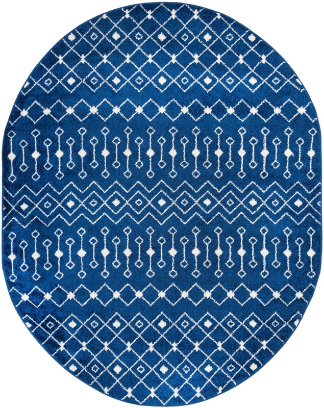 7' 10 x 10' Boswell · Geometric trellis rug, navy and ivory