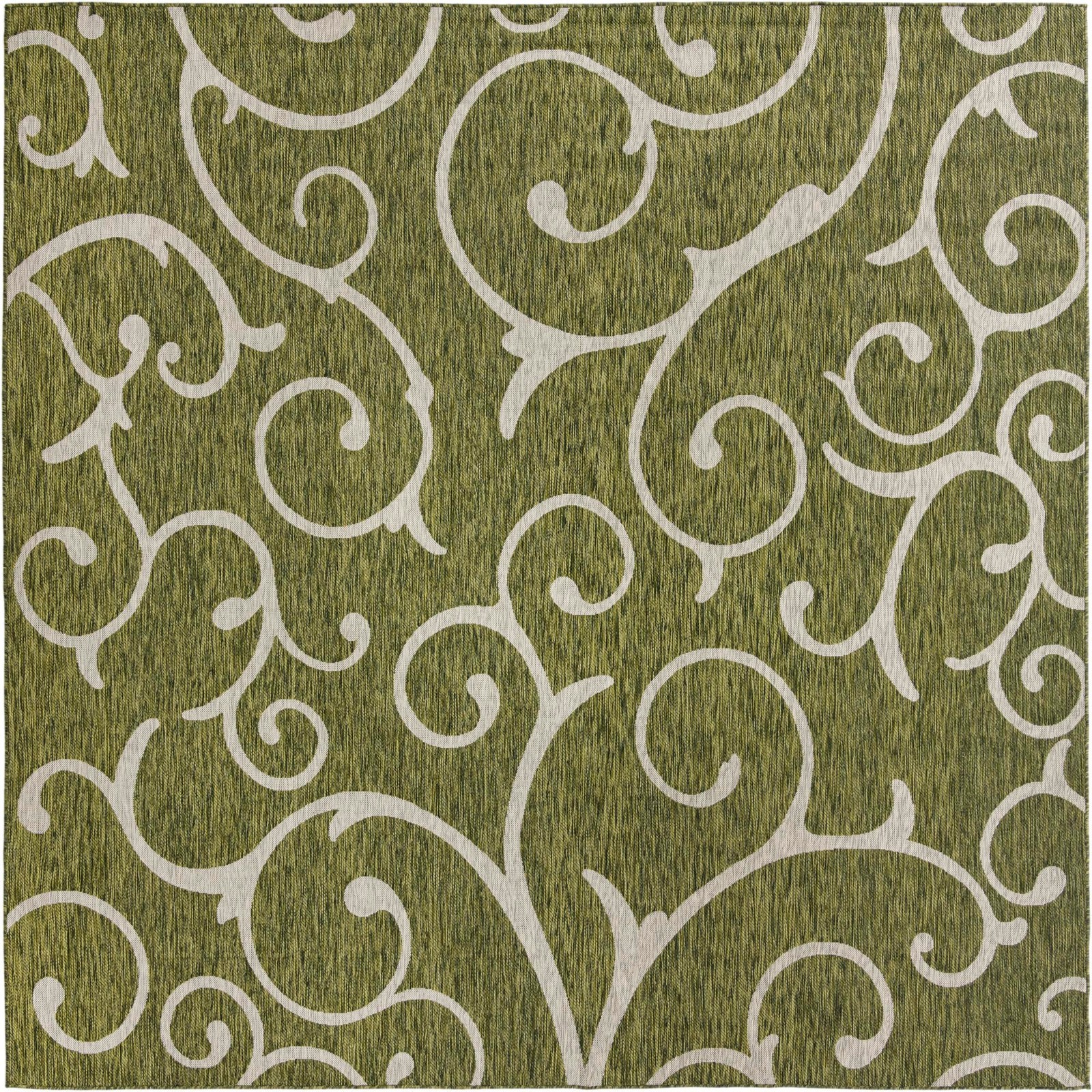 10' 8 x 10' 8 Shale · Floral / botanical Outdoor Rug, green