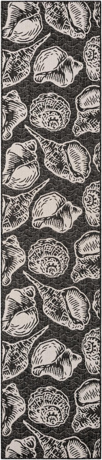 2' 7 x 12' Arcata · Seashell Outdoor Rug, black and white