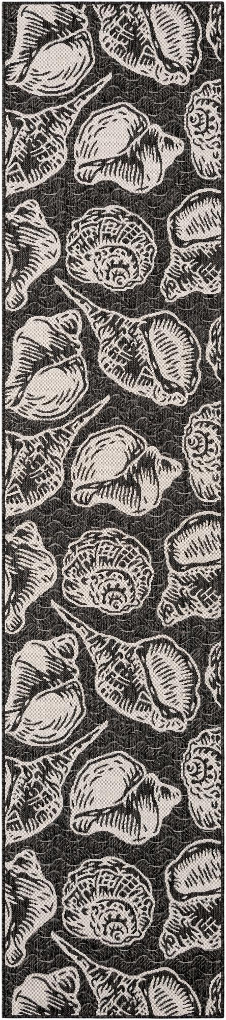 2' 7 x 12' Arcata · Seashell Outdoor Rug, black and white