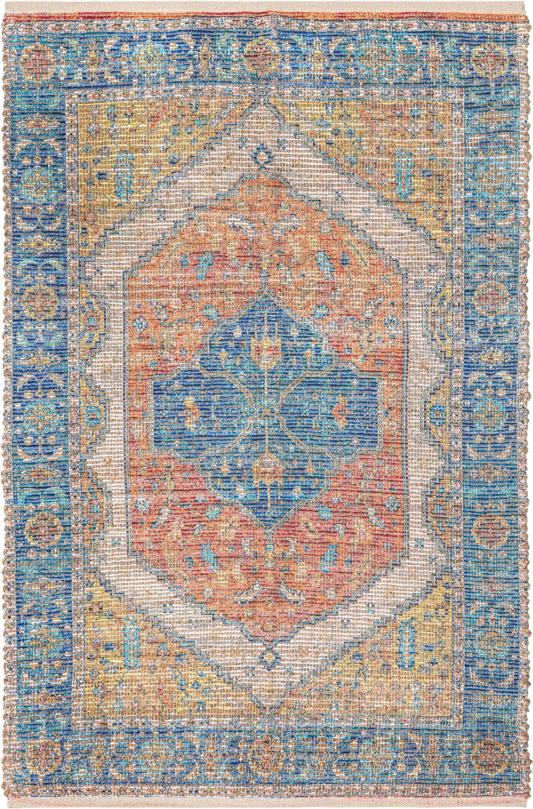 4' 1 x 6' 1 Elbert · Medallion rug, orange and blue