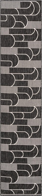 2' 7 x 12' Prudence · Geometric Outdoor Rug, black and white