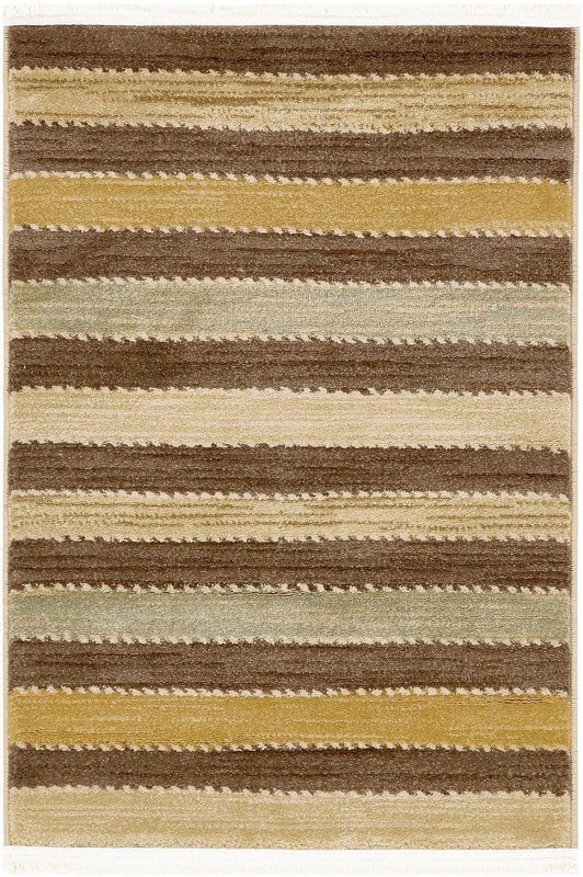 2' x 3' Rye · Striped rug, brown and beige