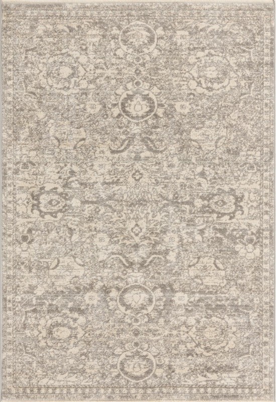 Ansel · Faded medallion rug, gray and ivory