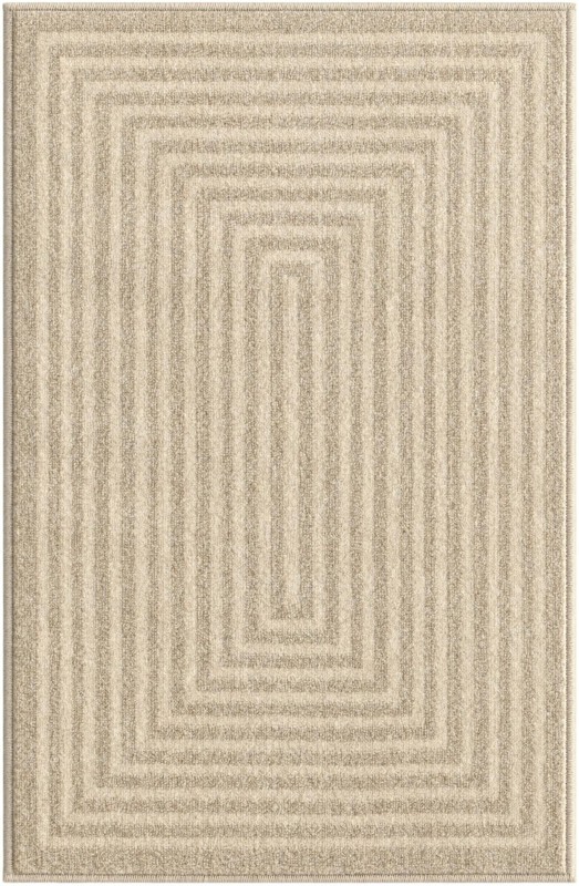 Tovey · Concentric stripe rug, ivory and brown