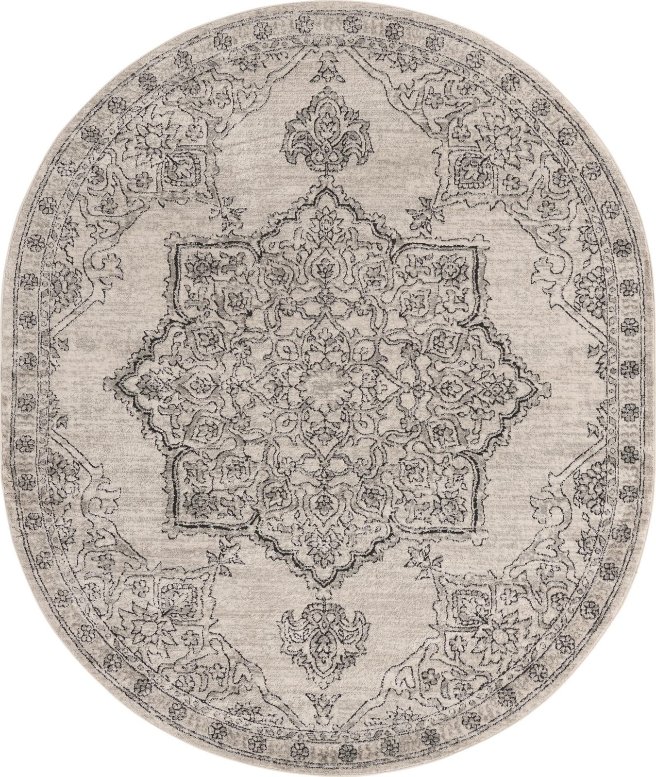 7' 10 x 10' Wade · Medallion rug, ivory and gray
