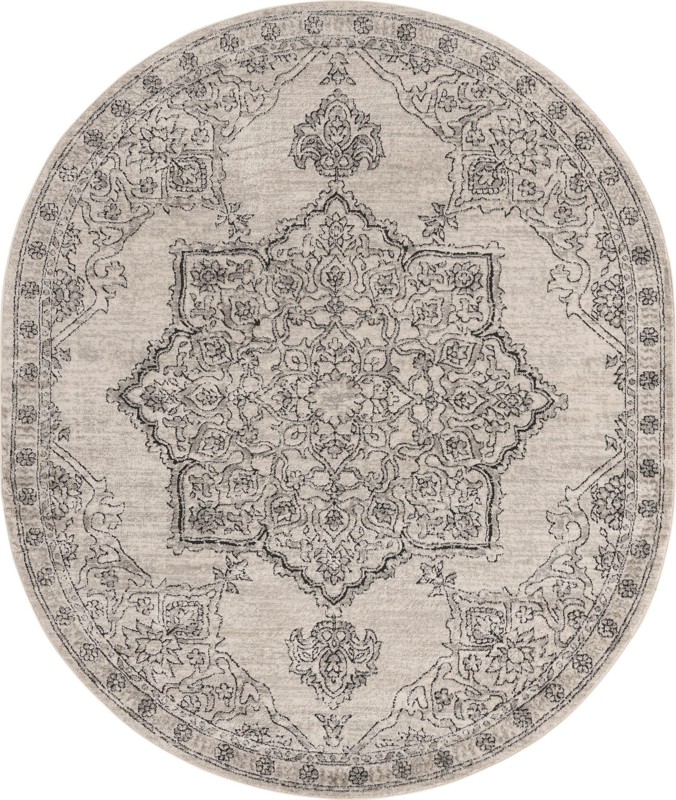 Wade · Medallion rug, ivory and gray