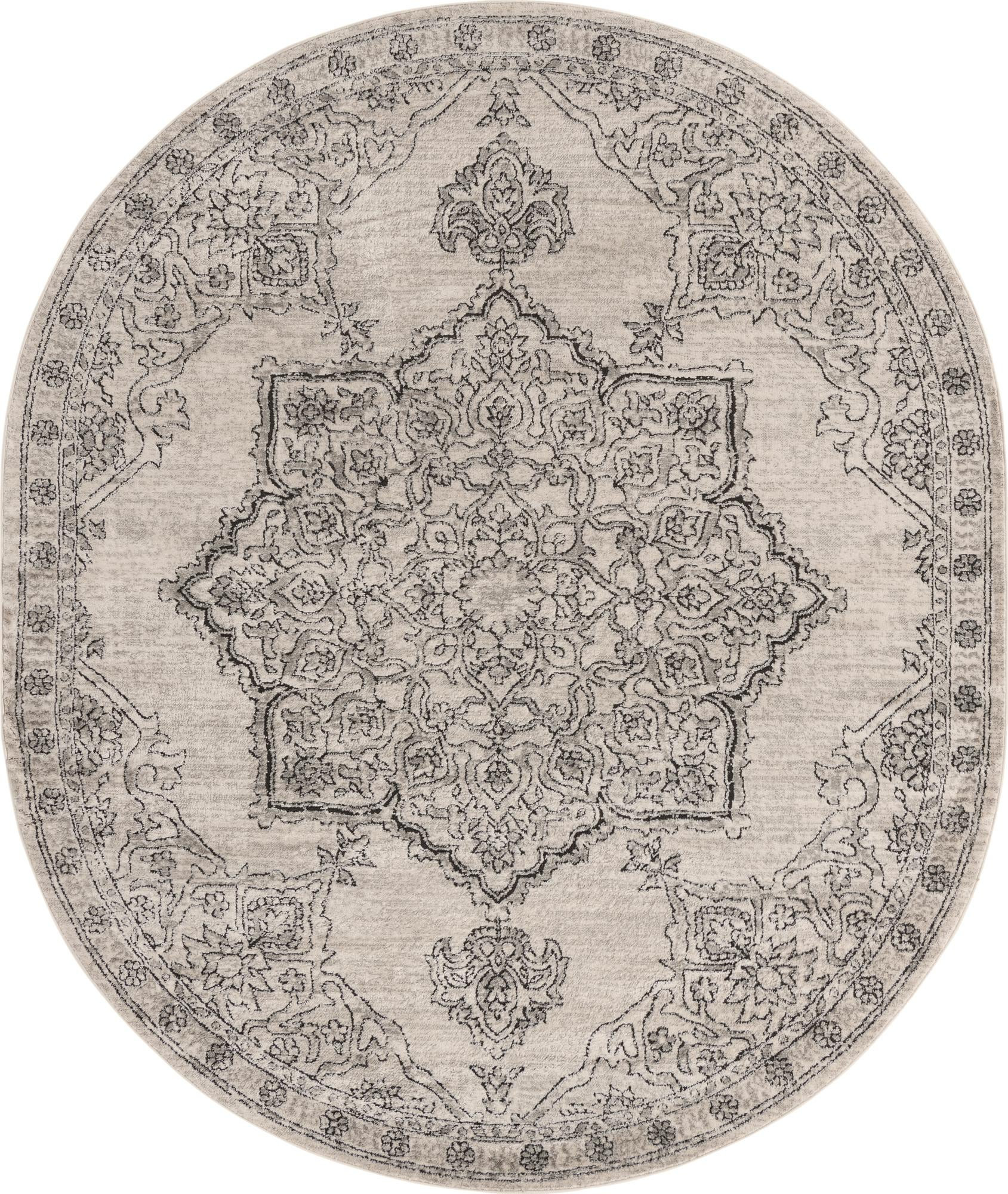 7' 10 x 10' Wade · Medallion rug, ivory and gray