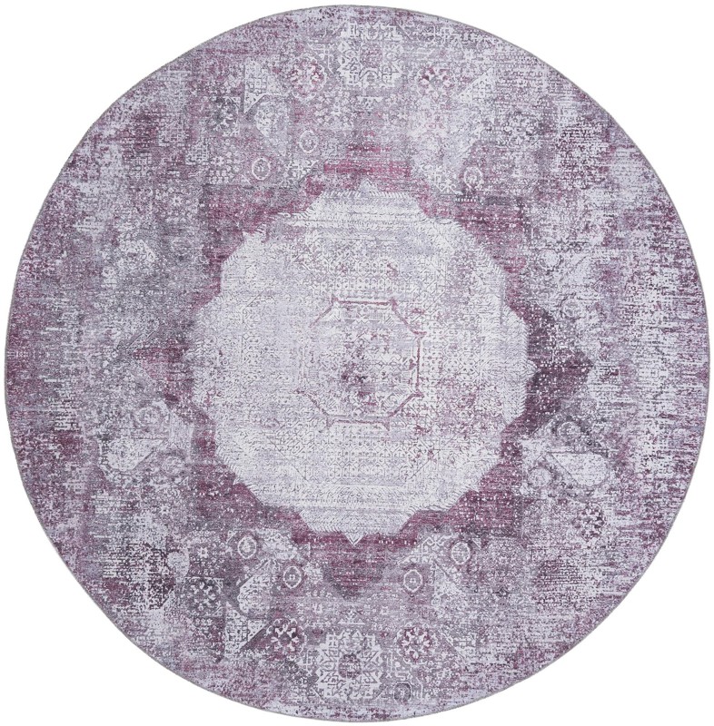 7' 10 x 7' 10 Fallowfield · Distressed medallion Washable Rug, pink and ivory