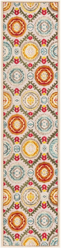 2' x 8' Quincy · Medallion Outdoor Rug, ivory and multicolor
