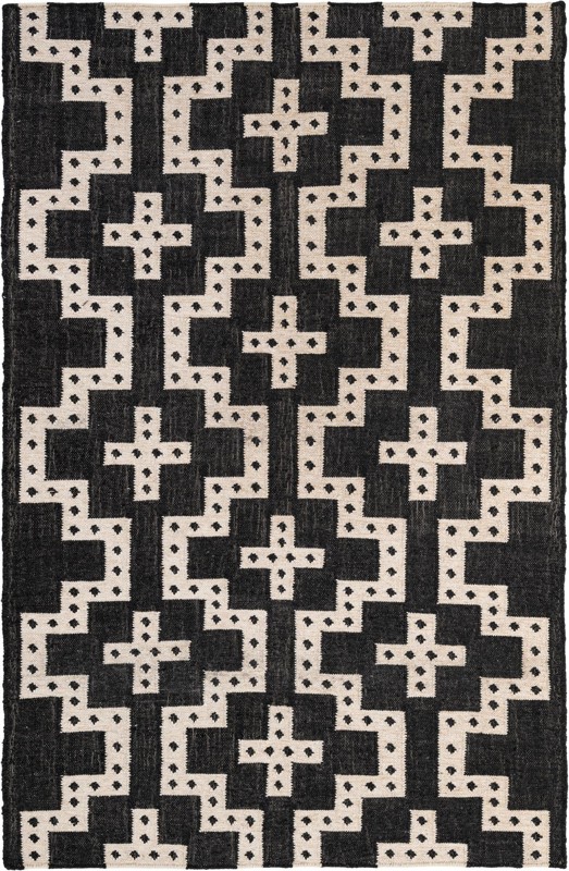 5' 1 x 8' Earley · Geometric Wool Rug, black and white