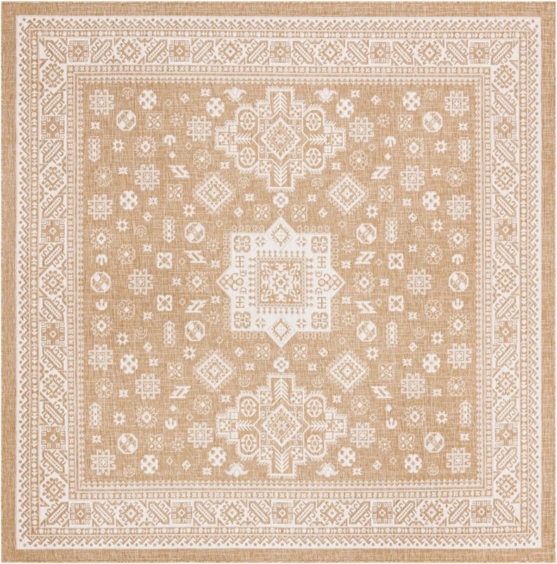 10' x 10' Bellamy · Geometric medallion Outdoor Rug, natural and ivory
