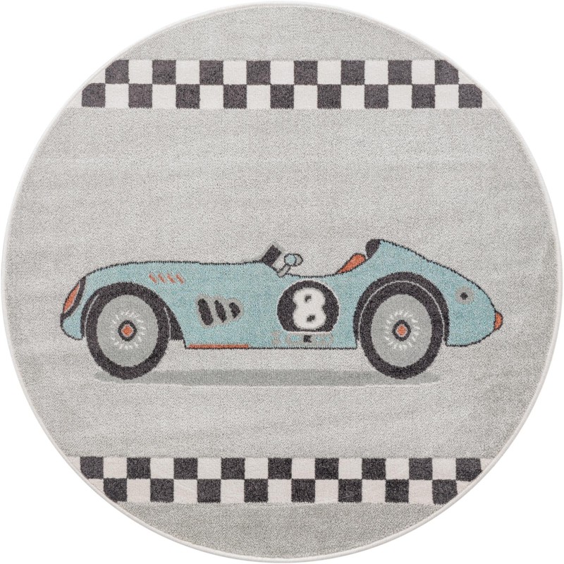 5' 3 x 5' 3 Slocum · Border rug, gray