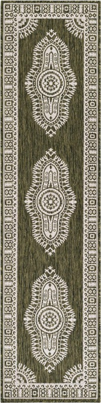 2' x 8' Bainbridge · Border Outdoor Rug, green