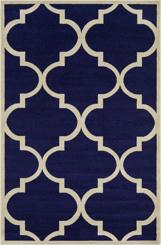 6' x 9' Audley · Trellis rug, navy and beige