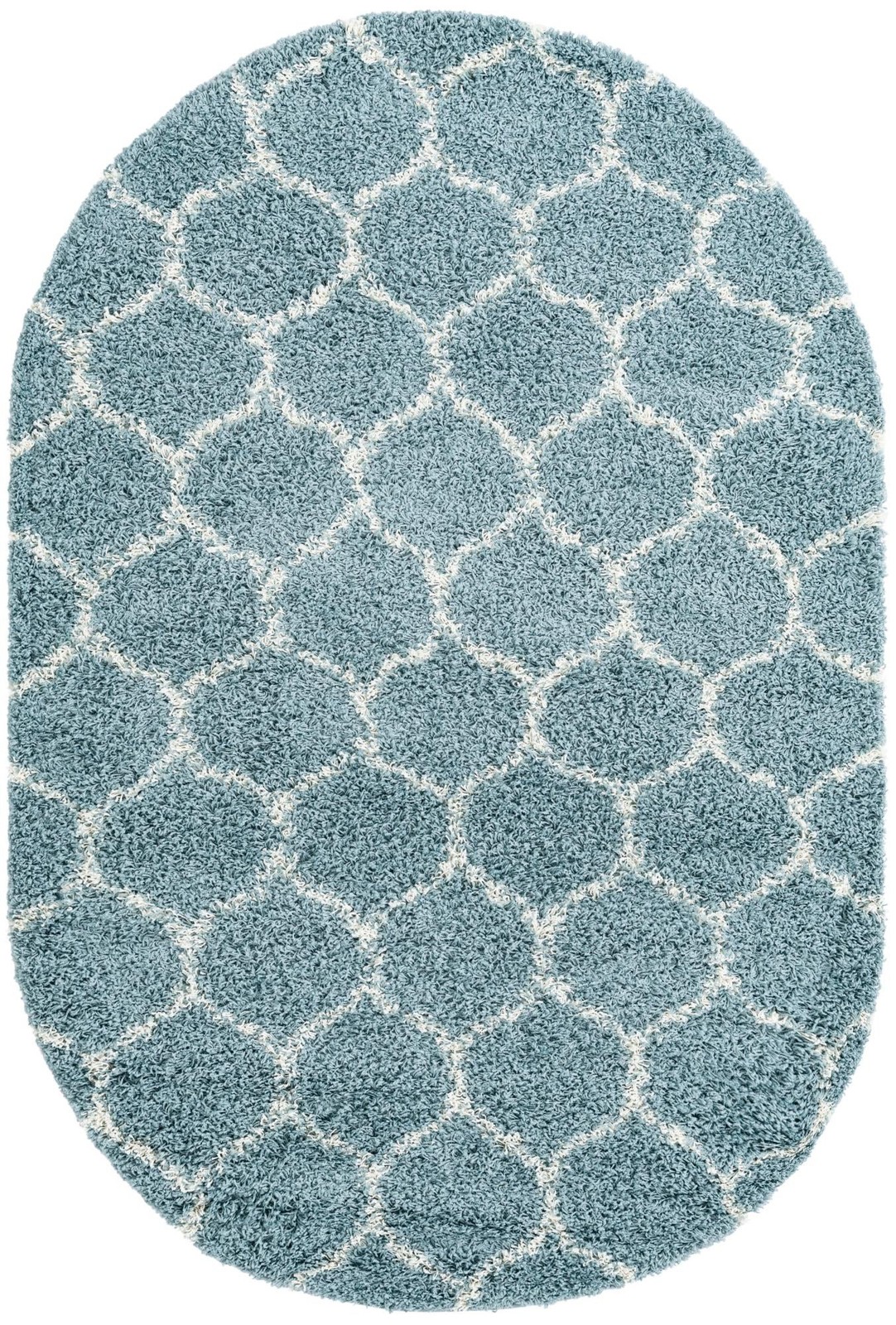 5' 3 x 8' Barnett · Lattice shag rug, light blue and ivory
