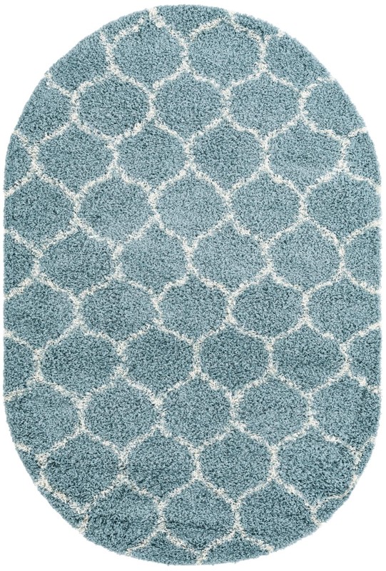 5' 3 x 8' Barnett · Lattice shag rug, light blue and ivory