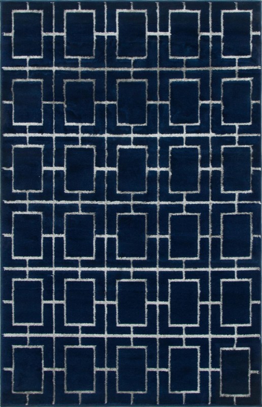 4' x 6' Cowley · Geometric lattice rug, navy and silver