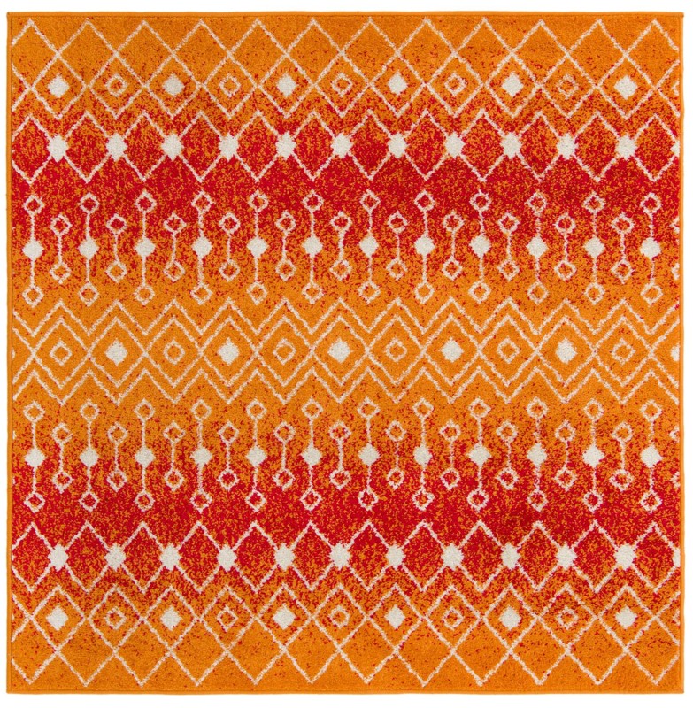 5' 3 x 5' 3 Boswell · Geometric diamond rug, orange and ivory