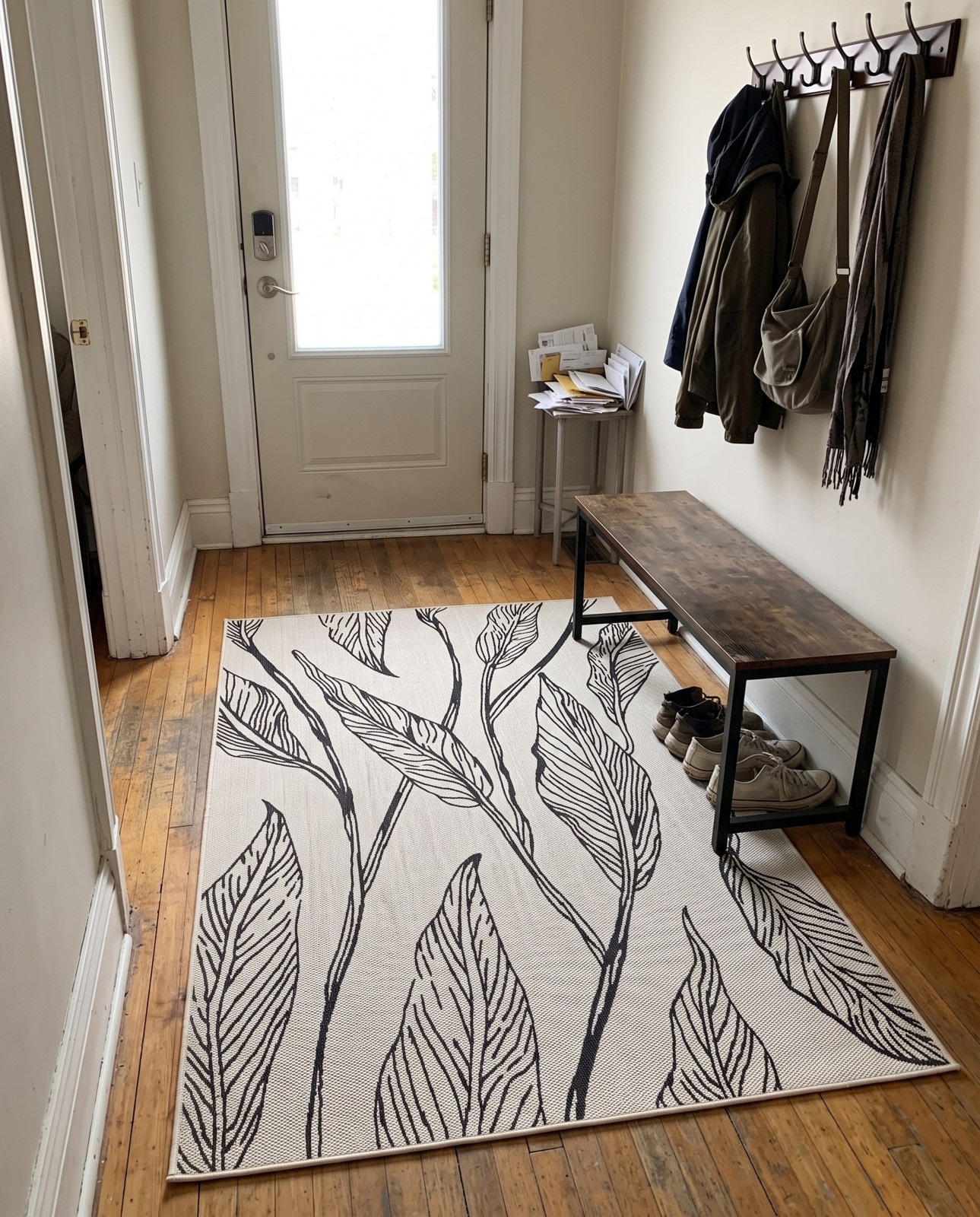 4' x 6' Milton · Floral / botanical Outdoor Rug, charcoal ivory