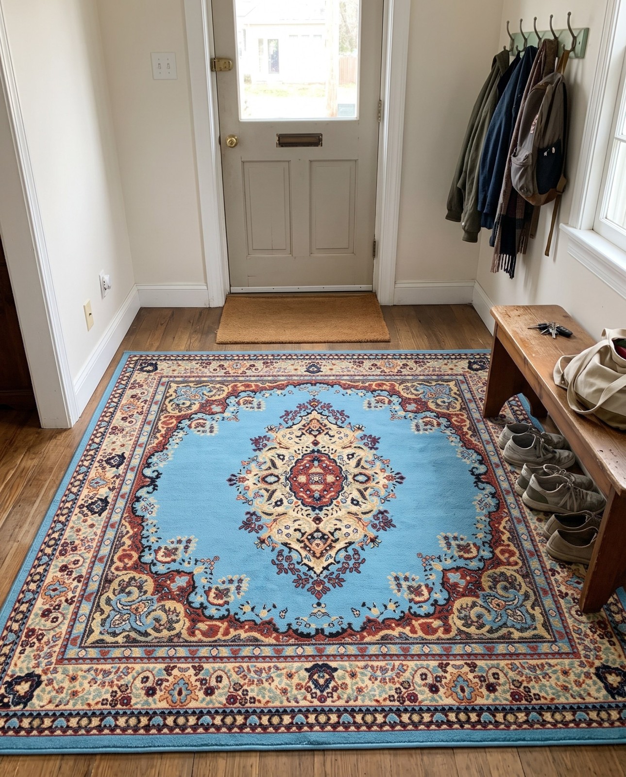 Detail image of 7' 10 x 7' 10 Bingham · Border rug, blue