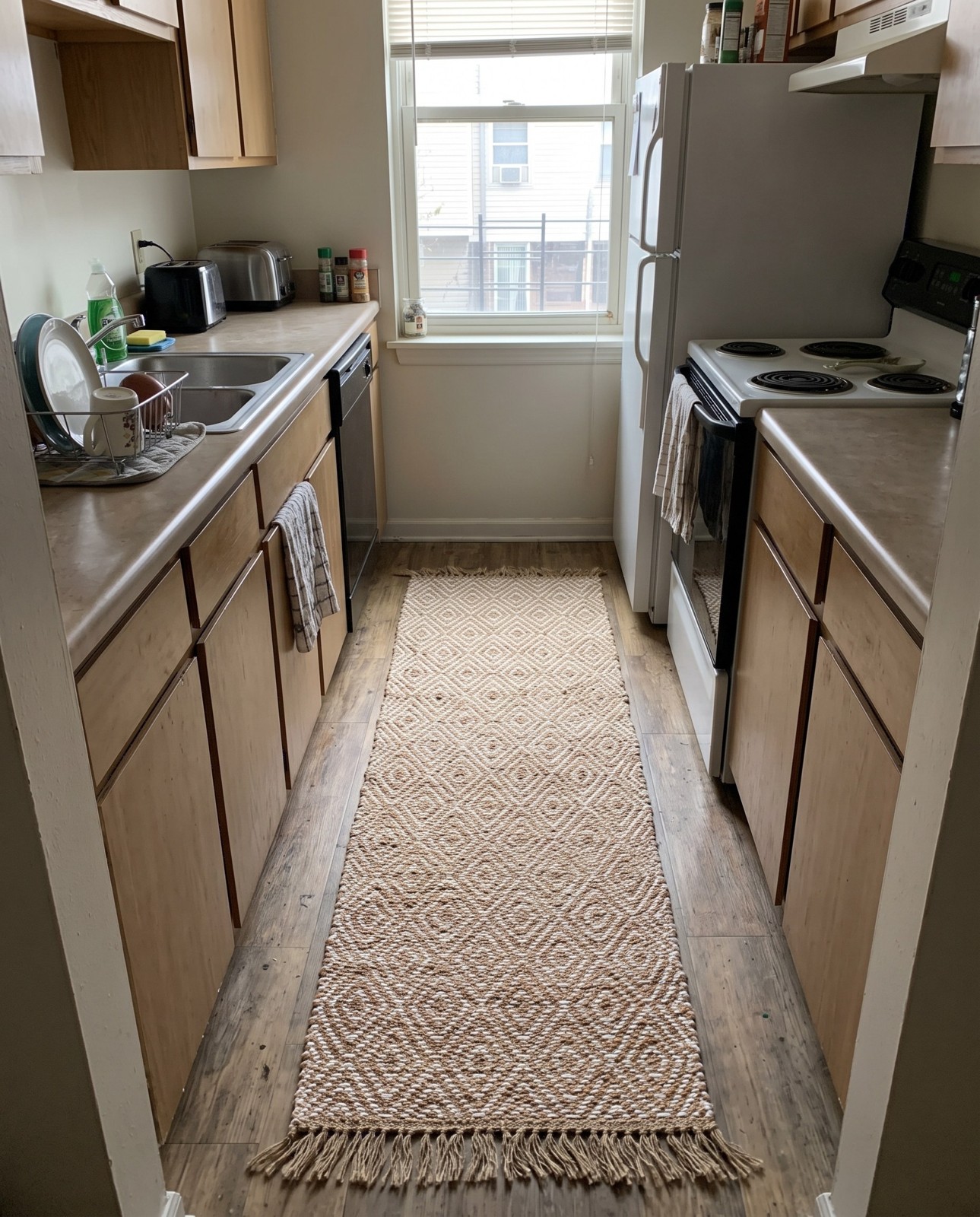 0' 9 x 2' 6 Holland · Geometric diamond Braided Jute Rug, natural and ivory