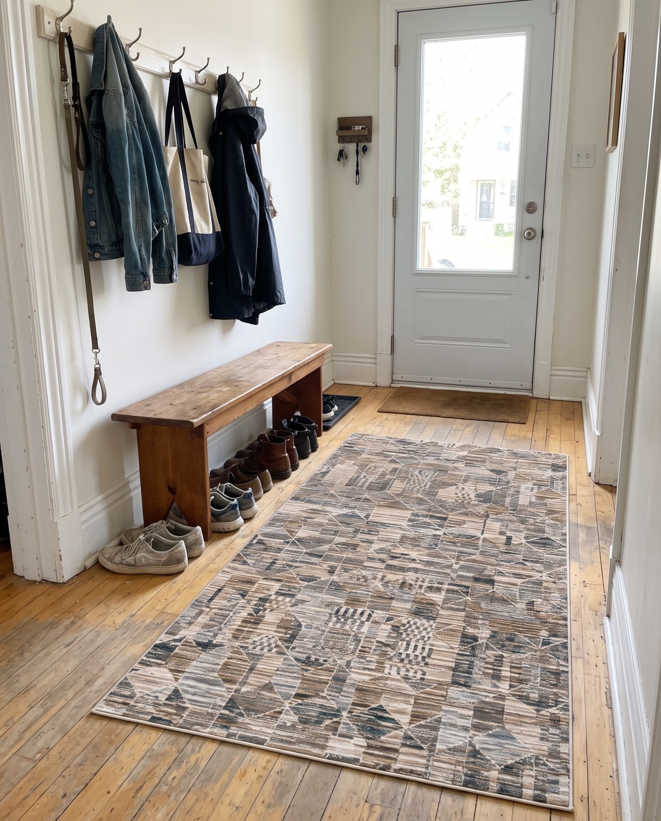Detail image of 4' x 6' Ponca · Abstract rug, sky beige