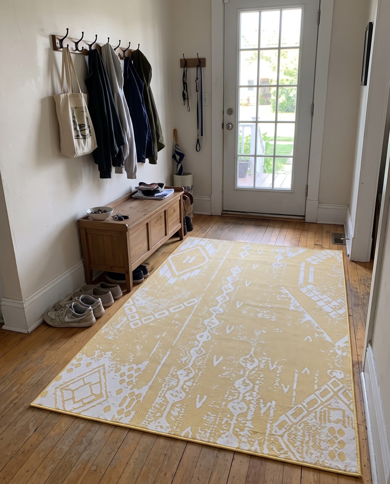 7' x 10' Wildman · Abstract Outdoor Rug, yellow