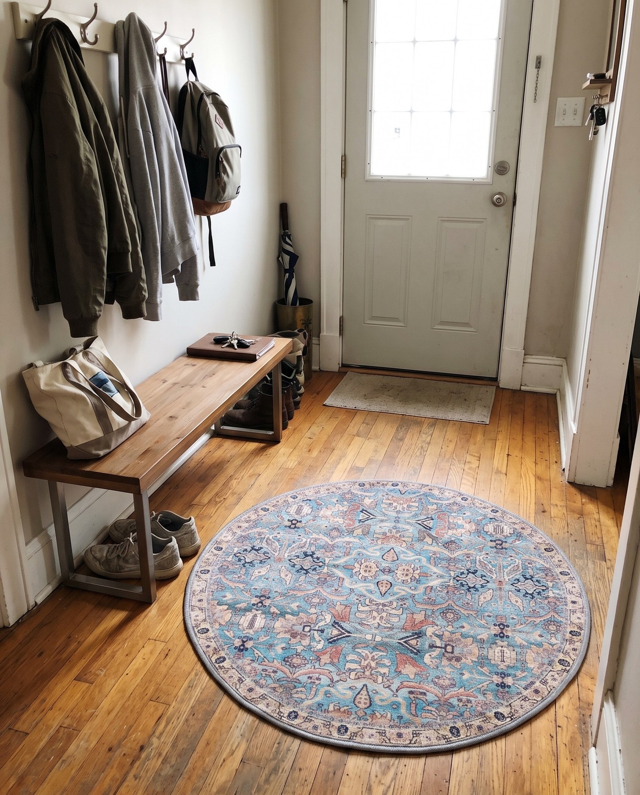 5' 3 x 7' Gaskell · Persian floral rug, blue and rust
