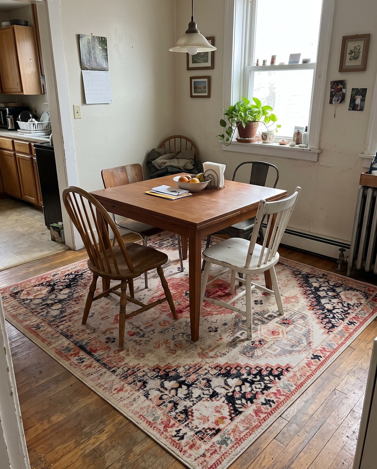 7' 10 x 7' 10 Lomax · Distressed medallion Outdoor Rug, pink and beige