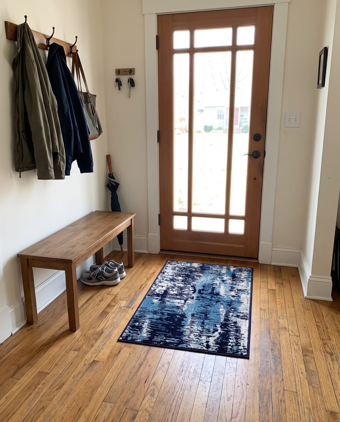 Detail image of 2' x 3' Boland · Abstract rug, navy and ivory