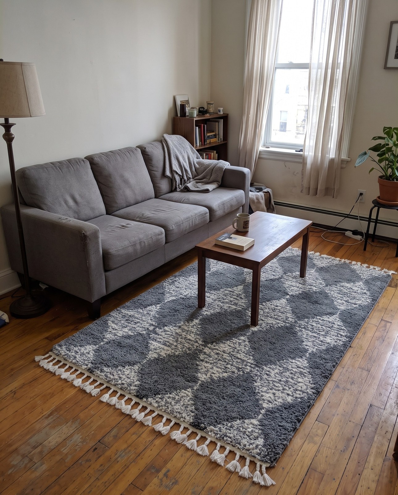 5' 3 x 8' Newton · Diamond Shag Rug, gray