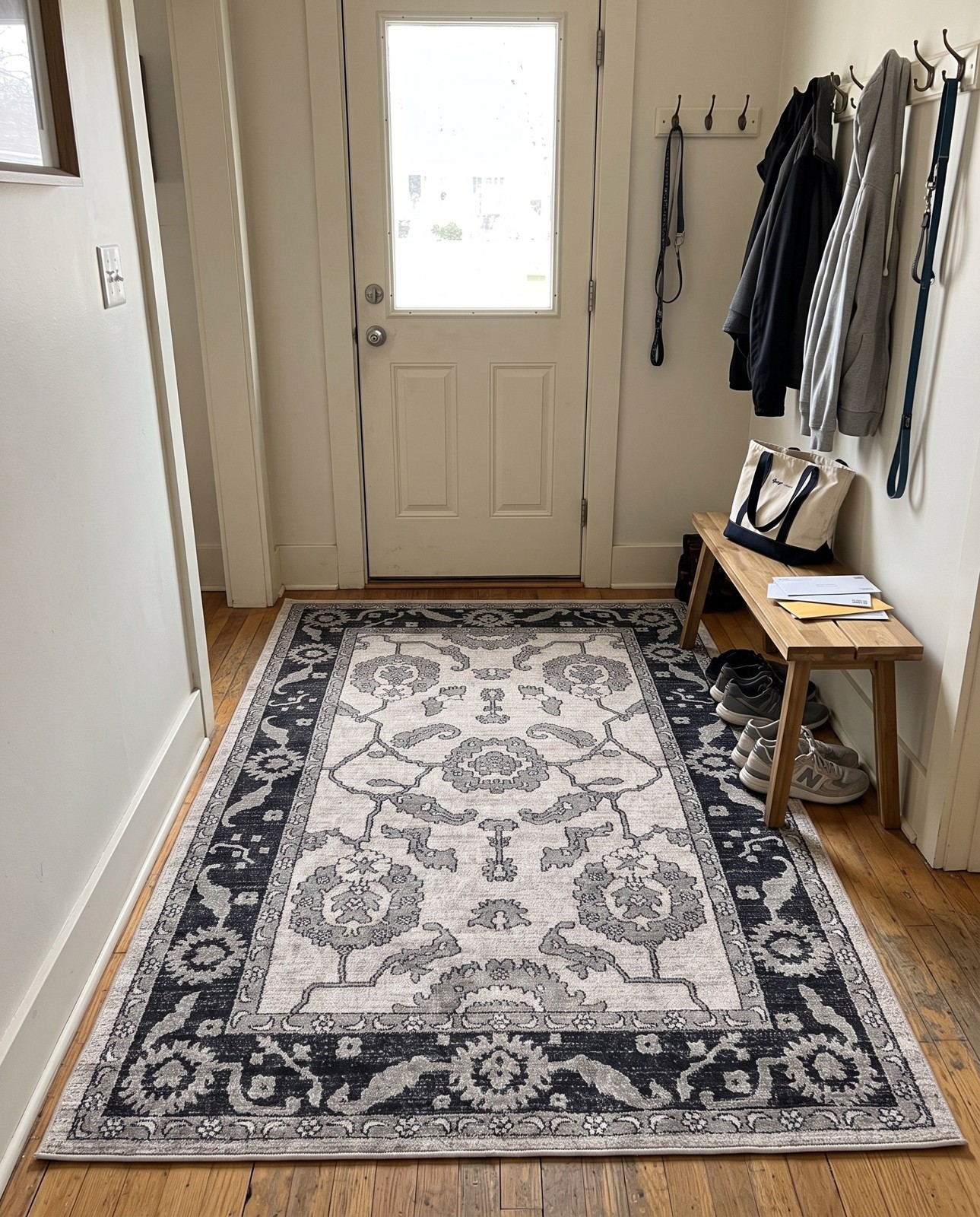 10' x 13' Lancey · Floral rug, ivory, gray and black
