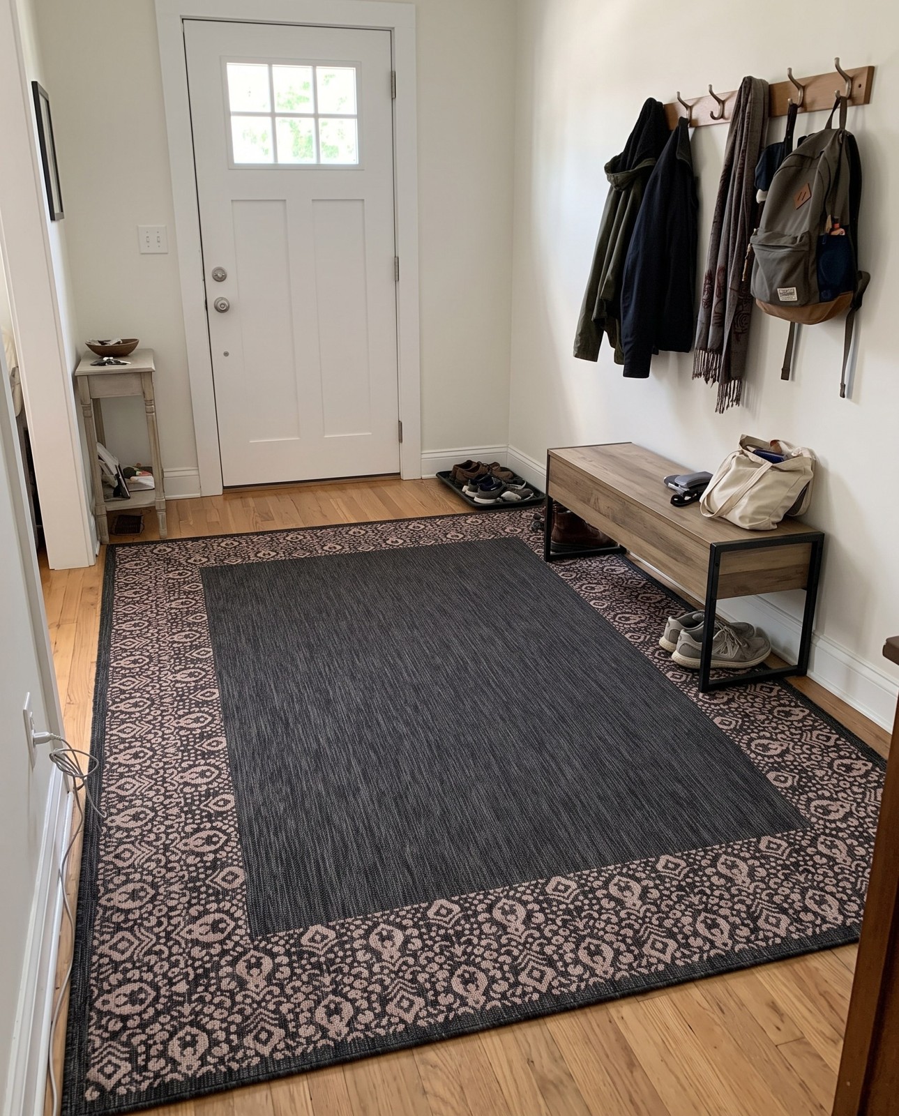 9' x 12' Bloomfield · Border Outdoor Rug, charcoal
