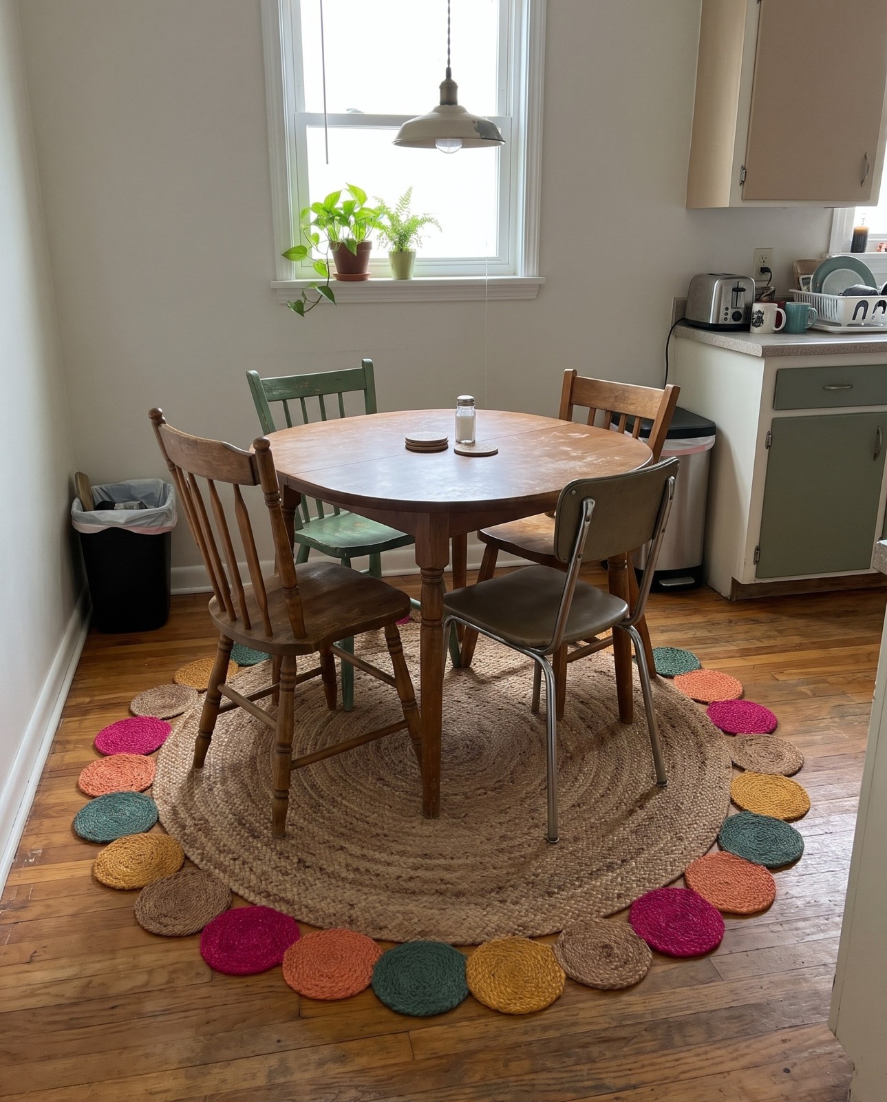 5' 1 x 5' 1 Slate · Round braided Braided Jute Rug, natural and multicolor