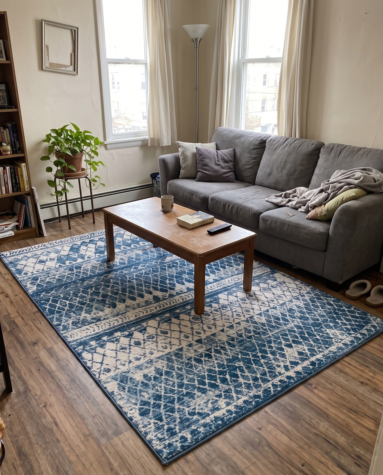 2' 2 x 3' Collier · Border rug, blue