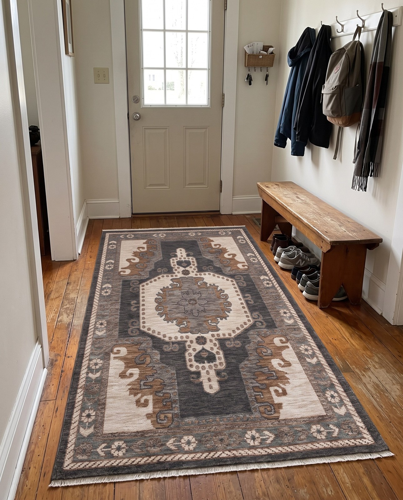 Detail image of 4' x 6' 3 Haskell · Medallion rug, blue and beige