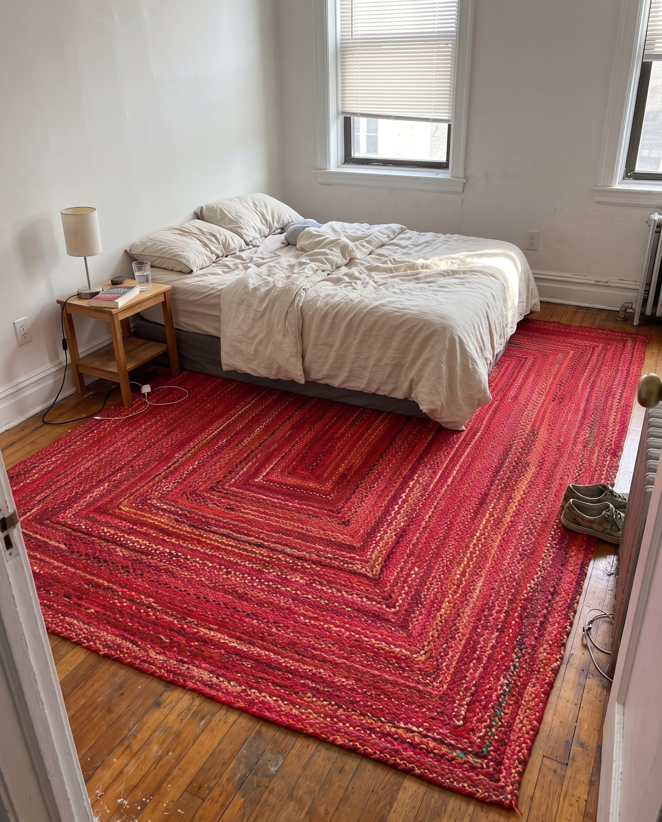 Detail image of 9' x 12' 2 Heywood · Border Chindi Rug, red
